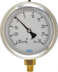 Wika - 4" Dial, 1/4 Thread, 30-0-30 Scale Range, Pressure Gauge - Lower Connection Mount, Accurate to 1% of Scale - Benchmark Tooling