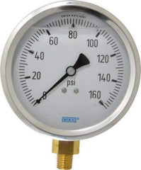 Wika - 4" Dial, 1/4 Thread, 0-160 Scale Range, Pressure Gauge - Lower Connection Mount, Accurate to 1% of Scale - Benchmark Tooling