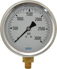 Wika - 4" Dial, 1/4 Thread, 0-3,000 Scale Range, Pressure Gauge - Lower Connection Mount, Accurate to 1% of Scale - Benchmark Tooling