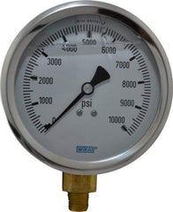 Wika - 4" Dial, 1/4 Thread, 0-10,000 Scale Range, Pressure Gauge - Lower Connection Mount, Accurate to 1% of Scale - Benchmark Tooling