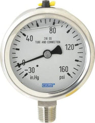 Wika - 2-1/2" Dial, 1/4 Thread, 30-0-160 Scale Range, Pressure Gauge - Lower Connection Mount, Accurate to 1.5% of Scale - Benchmark Tooling