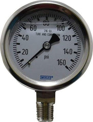 Wika - 2-1/2" Dial, 1/4 Thread, 0-160 Scale Range, Pressure Gauge - Lower Connection Mount, Accurate to 1.5% of Scale - Benchmark Tooling