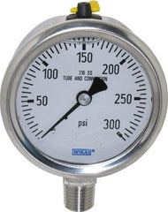 Wika - 2-1/2" Dial, 1/4 Thread, 0-300 Scale Range, Pressure Gauge - Lower Connection Mount, Accurate to 1.5% of Scale - Benchmark Tooling