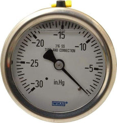 Wika - 2-1/2" Dial, 1/4 Thread, 30-0 Scale Range, Pressure Gauge - Center Back Connection Mount, Accurate to 1.5% of Scale - Benchmark Tooling