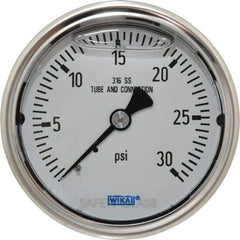 Wika - 2-1/2" Dial, 1/4 Thread, 0-30 Scale Range, Pressure Gauge - Center Back Connection Mount, Accurate to 1.5% of Scale - Benchmark Tooling