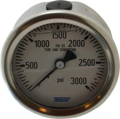 Wika - 2-1/2" Dial, 1/4 Thread, 0-3,000 Scale Range, Pressure Gauge - Center Back Connection Mount, Accurate to 1.5% of Scale - Benchmark Tooling