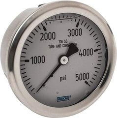 Wika - 2-1/2" Dial, 1/4 Thread, 0-5,000 Scale Range, Pressure Gauge - Center Back Connection Mount, Accurate to 1.5% of Scale - Benchmark Tooling