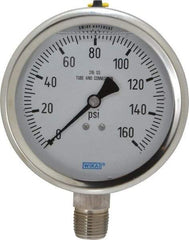 Wika - 4" Dial, 1/2 Thread, 0-160 Scale Range, Pressure Gauge - Lower Connection Mount, Accurate to 1% of Scale - Benchmark Tooling