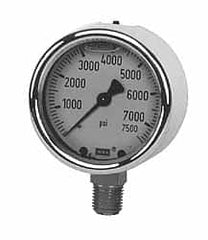 Wika - 4" Dial, 1/4 Thread, 0-3,000 Scale Range, Pressure Gauge - Lower Back Connection Mount, Accurate to 1% of Scale - Benchmark Tooling