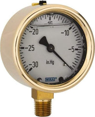 Wika - 2-1/2" Dial, 1/4 Thread, 30-0 Scale Range, Pressure Gauge - Lower Connection Mount, Accurate to 1.5% of Scale - Benchmark Tooling