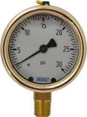 Wika - 2-1/2" Dial, 1/4 Thread, 0-30 Scale Range, Pressure Gauge - Lower Connection Mount, Accurate to 1.5% of Scale - Benchmark Tooling