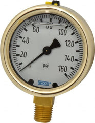 Wika - 2-1/2" Dial, 1/4 Thread, 0-160 Scale Range, Pressure Gauge - Lower Connection Mount, Accurate to 1.5% of Scale - Benchmark Tooling