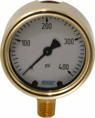 Wika - 2-1/2" Dial, 1/4 Thread, 0-400 Scale Range, Pressure Gauge - Lower Connection Mount, Accurate to 1.5% of Scale - Benchmark Tooling