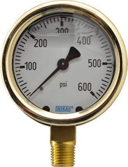 Wika - 2-1/2" Dial, 1/4 Thread, 0-600 Scale Range, Pressure Gauge - Lower Connection Mount, Accurate to 1.5% of Scale - Benchmark Tooling