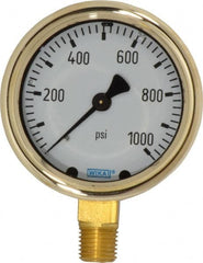 Wika - 2-1/2" Dial, 1/4 Thread, 0-1,000 Scale Range, Pressure Gauge - Lower Connection Mount, Accurate to 1.5% of Scale - Benchmark Tooling