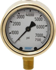Wika - 2-1/2" Dial, 1/4 Thread, 0-7,500 Scale Range, Pressure Gauge - Lower Connection Mount, Accurate to 1.5% of Scale - Benchmark Tooling