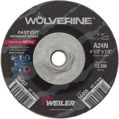 Vortec Pro 4-1/2″ × 1/4″ Type 27 Grinding Wheel, A24N, 5/8″-11 UNC Nut - Benchmark Tooling