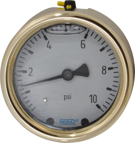 Wika - 2-1/2" Dial, 1/4 Thread, 0-10 Scale Range, Pressure Gauge - Back Connection Mount, Accurate to 1.5% of Scale - Benchmark Tooling