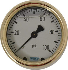 Wika - 2-1/2" Dial, 1/4 Thread, 0-100 Scale Range, Pressure Gauge - Back Connection Mount, Accurate to 1.5% of Scale - Benchmark Tooling