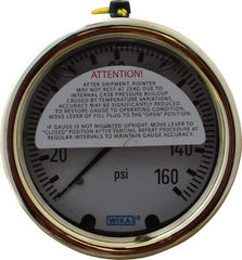 Wika - 2-1/2" Dial, 1/4 Thread, 0-160 Scale Range, Pressure Gauge - Back Connection Mount, Accurate to 1.5% of Scale - Benchmark Tooling