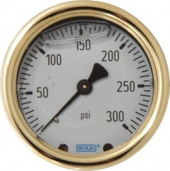 Wika - 2-1/2" Dial, 1/4 Thread, 0-300 Scale Range, Pressure Gauge - Back Connection Mount, Accurate to 1.5% of Scale - Benchmark Tooling