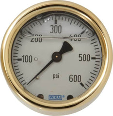 Wika - 2-1/2" Dial, 1/4 Thread, 0-600 Scale Range, Pressure Gauge - Back Connection Mount, Accurate to 1.5% of Scale - Benchmark Tooling