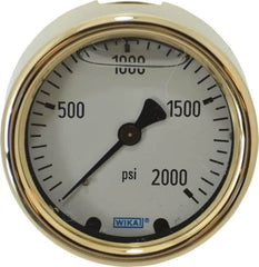 Wika - 2-1/2" Dial, 1/4 Thread, 0-2,000 Scale Range, Pressure Gauge - Back Connection Mount, Accurate to 1.5% of Scale - Benchmark Tooling