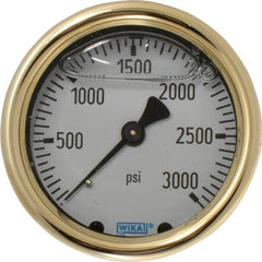 Wika - 2-1/2" Dial, 1/4 Thread, 0-3,000 Scale Range, Pressure Gauge - Back Connection Mount, Accurate to 1.5% of Scale - Benchmark Tooling