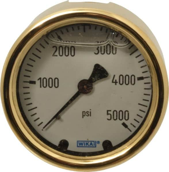 Wika - 2-1/2" Dial, 1/4 Thread, 0-5,000 Scale Range, Pressure Gauge - Back Connection Mount, Accurate to 1.5% of Scale - Benchmark Tooling