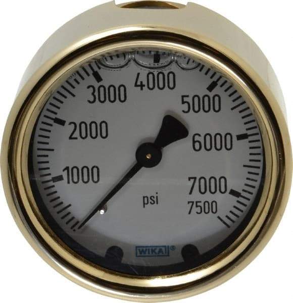 Wika - 2-1/2" Dial, 1/4 Thread, 0-7,500 Scale Range, Pressure Gauge - Back Connection Mount, Accurate to 1.5% of Scale - Benchmark Tooling