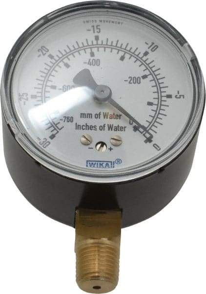 Wika - 2-1/2" Dial, 1/4 Thread, 0-30/0-760 Scale Range, Pressure Gauge - Lower Connection Mount, Accurate to 1.5% of Scale - Benchmark Tooling