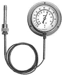 Weiss Instruments - 3-1/2 Inch, 40 to 240°F, Stainless Steel, Vapor Actuated Dial Thermometer - 5 Ft. Cap Length, Wall Mounted, Bottom Connected - Benchmark Tooling