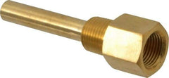 Alloy Engineering - 4 Inch Overall Length, 1/2 Inch Thread, Brass Standard Thermowell - 2-1/2 Inch Insertion Length - Benchmark Tooling