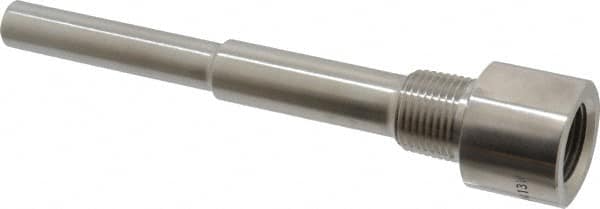 Alloy Engineering - 6 Inch Overall Length, 1/2 Inch Thread, 304 Stainless Steel Standard Thermowell - 4-1/2 Inch Insertion Length - Benchmark Tooling