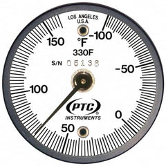 PTC Instruments - -100 to 160°F, 2 Inch Dial Diameter, Dual Magnet Mount Thermometer - 2° Division Graduation - Benchmark Tooling