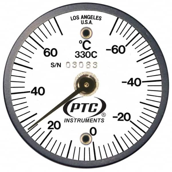 PTC Instruments - -70 to 70°C, 2 Inch Dial Diameter, Dual Magnet Mount Thermometer - 2° Division Graduation - Benchmark Tooling