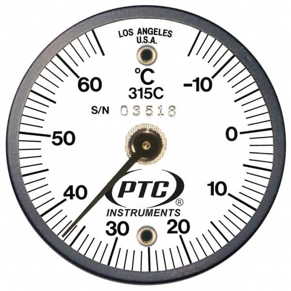 PTC Instruments - -15 to 65°C, 2 Inch Dial Diameter, Dual Magnet Mount Thermometer - 1° Division Graduation - Benchmark Tooling