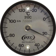 PTC Instruments - -20 to 120°C, 2 Inch Dial Diameter, Dual Magnet Mount Thermometer - 1° Division Graduation - Benchmark Tooling