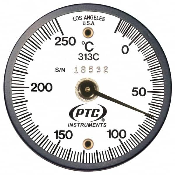 PTC Instruments - -20 to 200°C, 2 Inch Dial Diameter, Dual Magnet Mount Thermometer - 2° Division Graduation - Benchmark Tooling