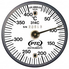 PTC Instruments - 10 to 400°C, 2 Inch Dial Diameter, Dual Magnet Mount Thermometer - 5° Division Graduation - Benchmark Tooling