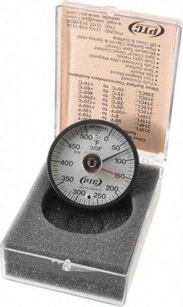 PTC Instruments - 500°F, 2 Inch Dial Diameter, Dual Magnet Mount Thermometer - 5° Division Graduation - Benchmark Tooling