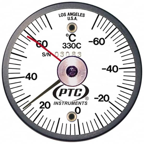 PTC Instruments - -70 to 70°C, 2 Inch Dial Diameter, Dual Magnet Mount Thermometer - 2° Division Graduation - Benchmark Tooling