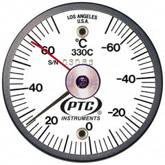 PTC Instruments - -70 to 70°C, 2 Inch Dial Diameter, Dual Magnet Mount Thermometer - 2° Division Graduation - Benchmark Tooling