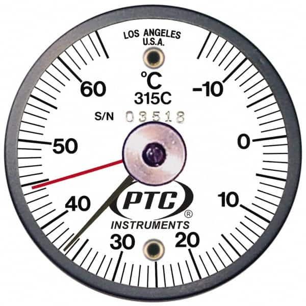 PTC Instruments - -15 to 65°C, 2 Inch Dial Diameter, Dual Magnet Mount Thermometer - 1° Division Graduation - Benchmark Tooling