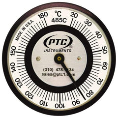 PTC Instruments - 20 to 185°C, 2 Inch Dial Diameter, Pipe Surface Clip On Thermometer - 1° Division Graduation - Benchmark Tooling