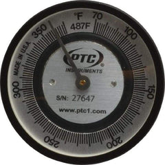 PTC Instruments - 70 to 370°F, 2 Inch Dial Diameter, Pipe Surface Spring Held Thermometer - 2° Division Graduation - Benchmark Tooling