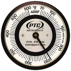 PTC Instruments - 70 to 500°F, 2 Inch Dial Diameter, Pipe Surface Spring Held Thermometer - 5° Division Graduation - Benchmark Tooling