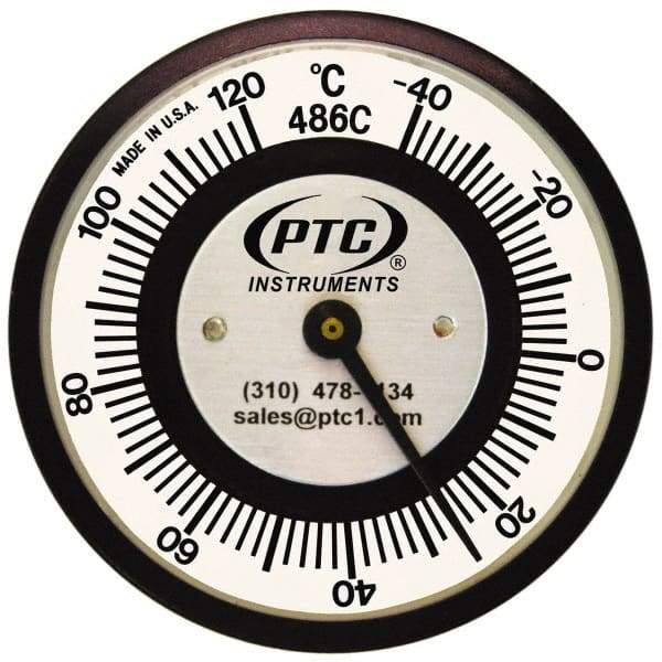 PTC Instruments - -40 to 120°C, 2 Inch Dial Diameter, Pipe Surface Spring Held Thermometer - 2° Division Graduation - Benchmark Tooling