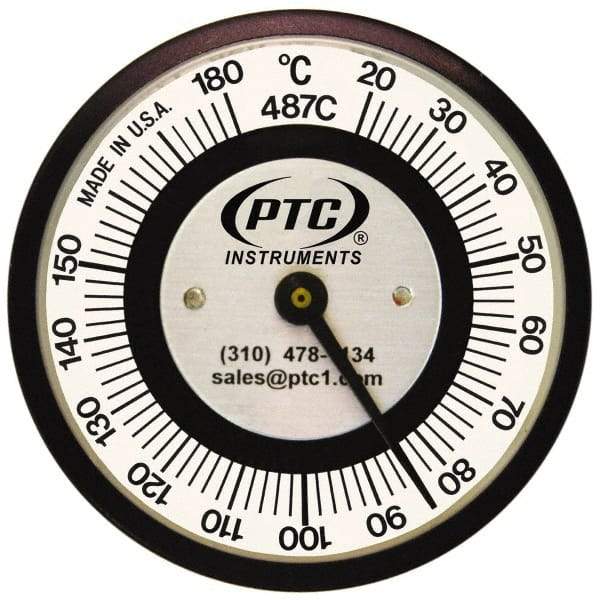 PTC Instruments - 20 to 180°C, 2 Inch Dial Diameter, Pipe Surface Spring Held Thermometer - 2° Division Graduation - Benchmark Tooling