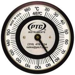 PTC Instruments - 20 to 180°C, 2 Inch Dial Diameter, Pipe Surface Spring Held Thermometer - 2° Division Graduation - Benchmark Tooling